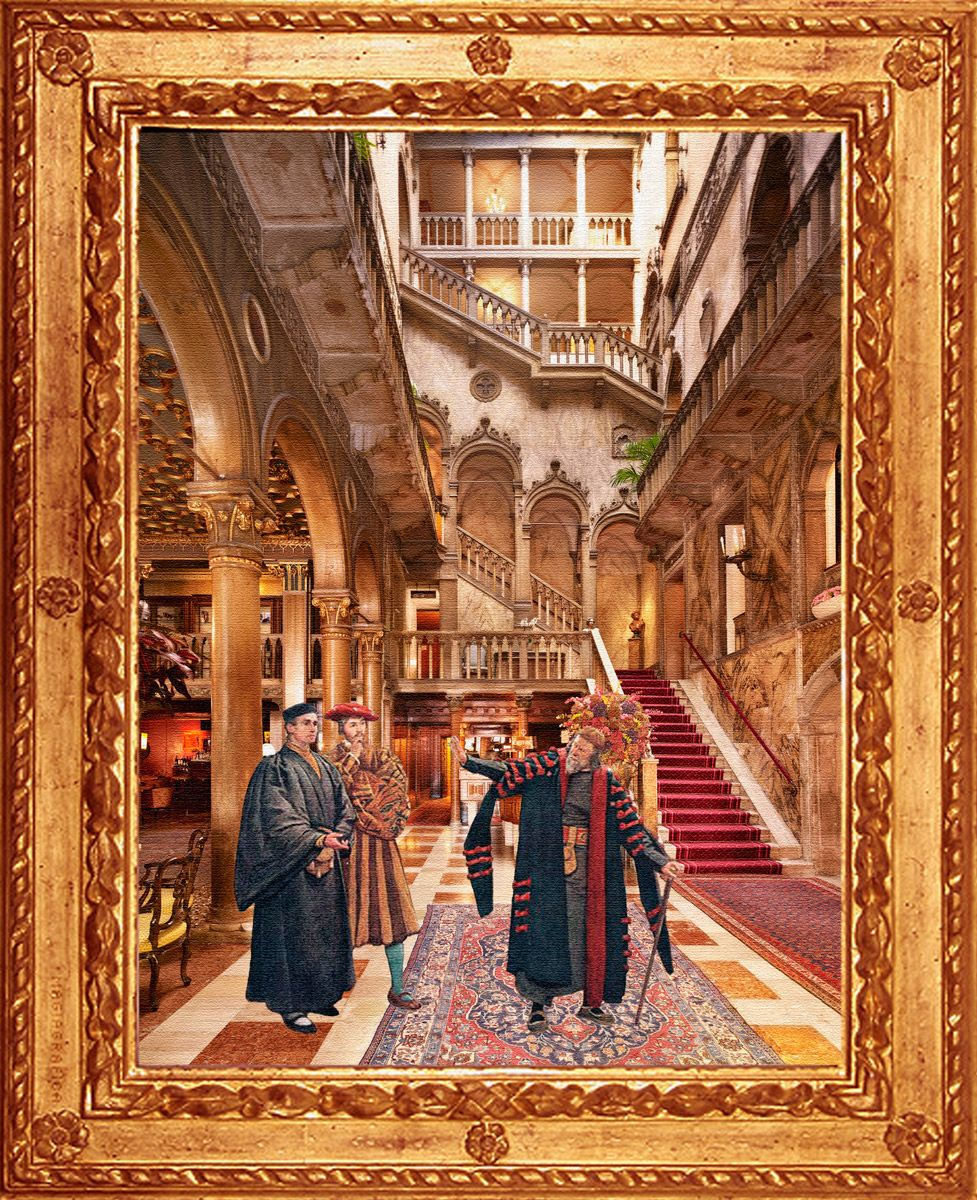Shakespeare the merchant of venice at Hotel Danieli